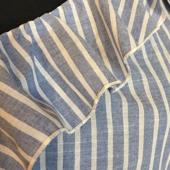 Striped One Shoulder Ruffle Blouse with Bow - Picture 7 of 8